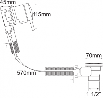 Lever Operated Integrated Bath Pop Up Waste Filler